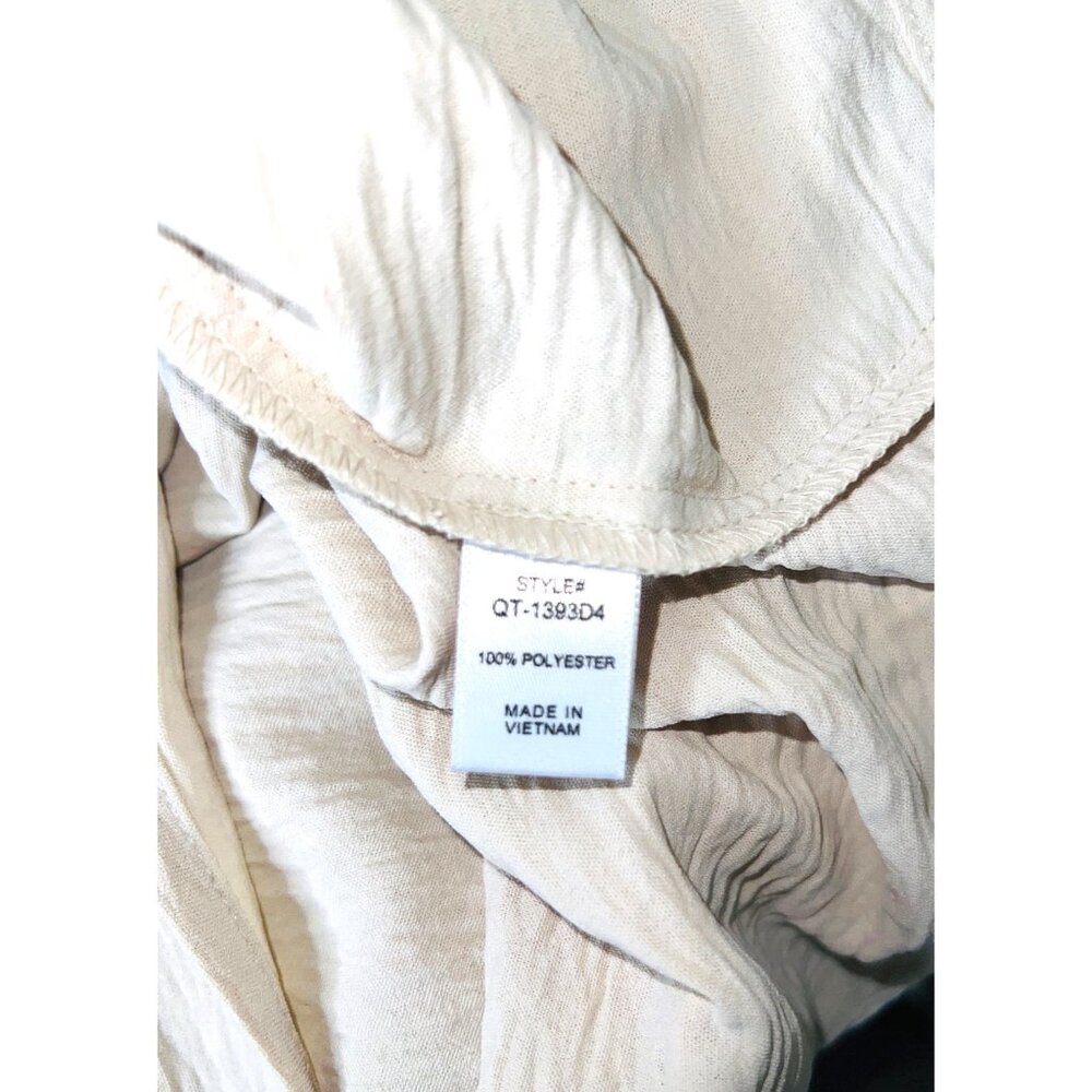 Zenana Crinkle Texture Beige Short Sleeve Top With Ruffle Detail S 100% Polyeste - Picture 4 of 5